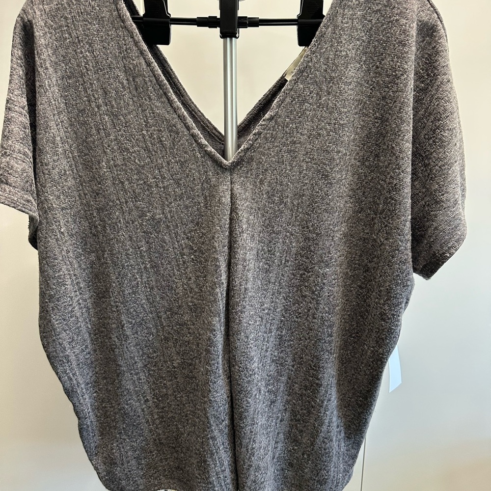 Gray V-Neck Women's Top